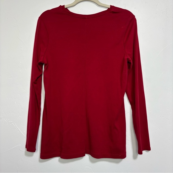 J.Jill Pima Crew Neck High Low Tee Long Sleeve Women's Small Cotton Basic - Picture 3 of 13